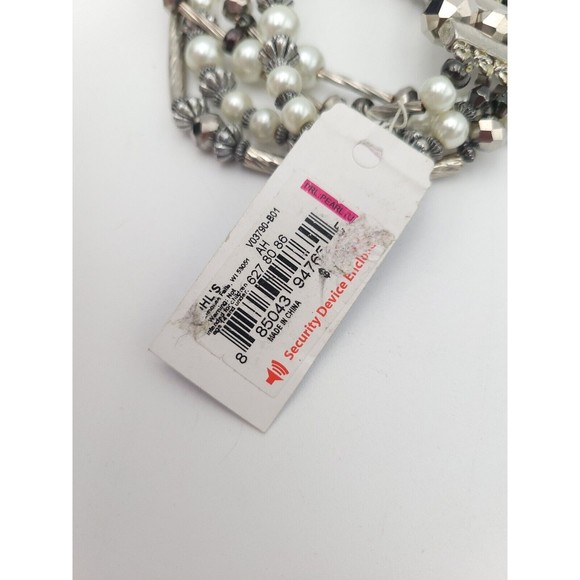 Vera Wang Simply Vera Stretch Bracelet Faux Pearl Silver Tone Multistrand - Picture 6 of 6